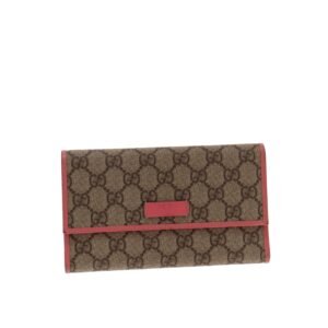 Gucci GG Supreme and Pink Leather Long Flap Wallet | AlmaBagz