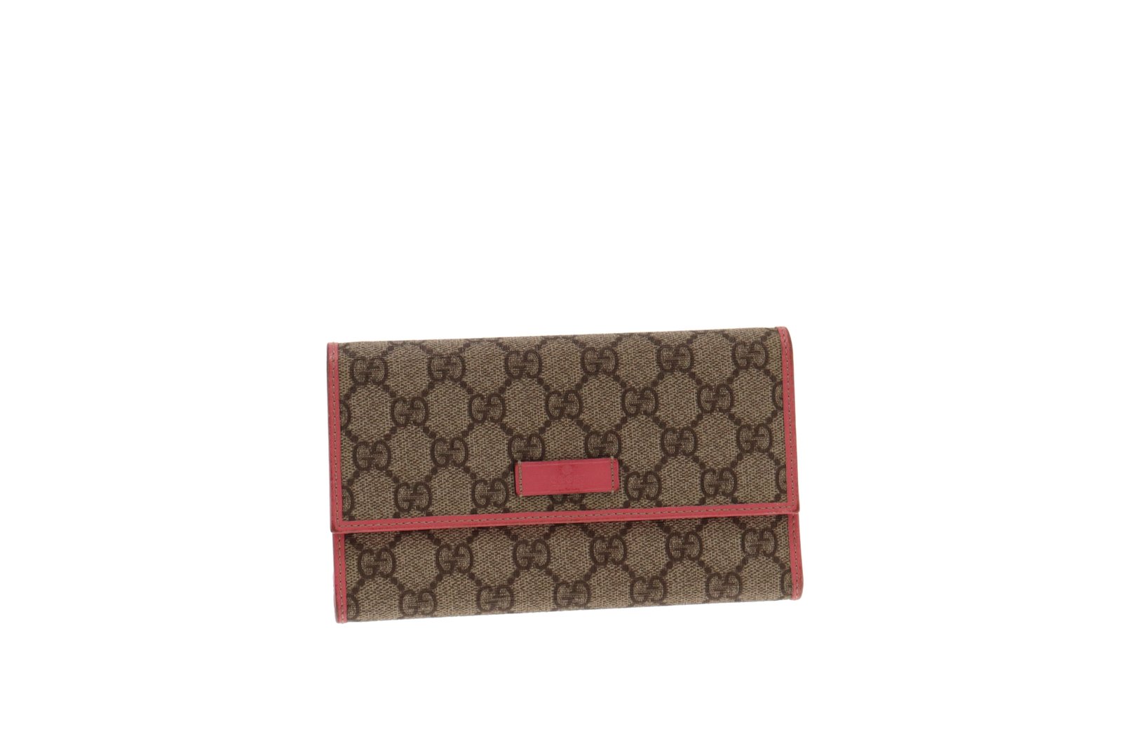 Gucci GG Supreme and Pink Leather Long Flap Wallet | AlmaBagz