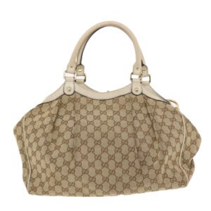 Gucci GG Canvas Hand Bag Beige 211944  49795 | AlmaBagz