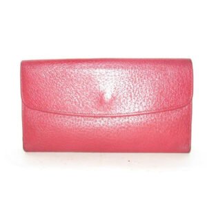 Gucci Dark Red Leather With Gold Belt Buckle Clasp Vintage Accent Wallet | AlmaBagz