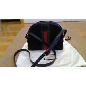 Gucci Ophidia GG Small Suede Shoulder Bag in Black | AlmaBagz