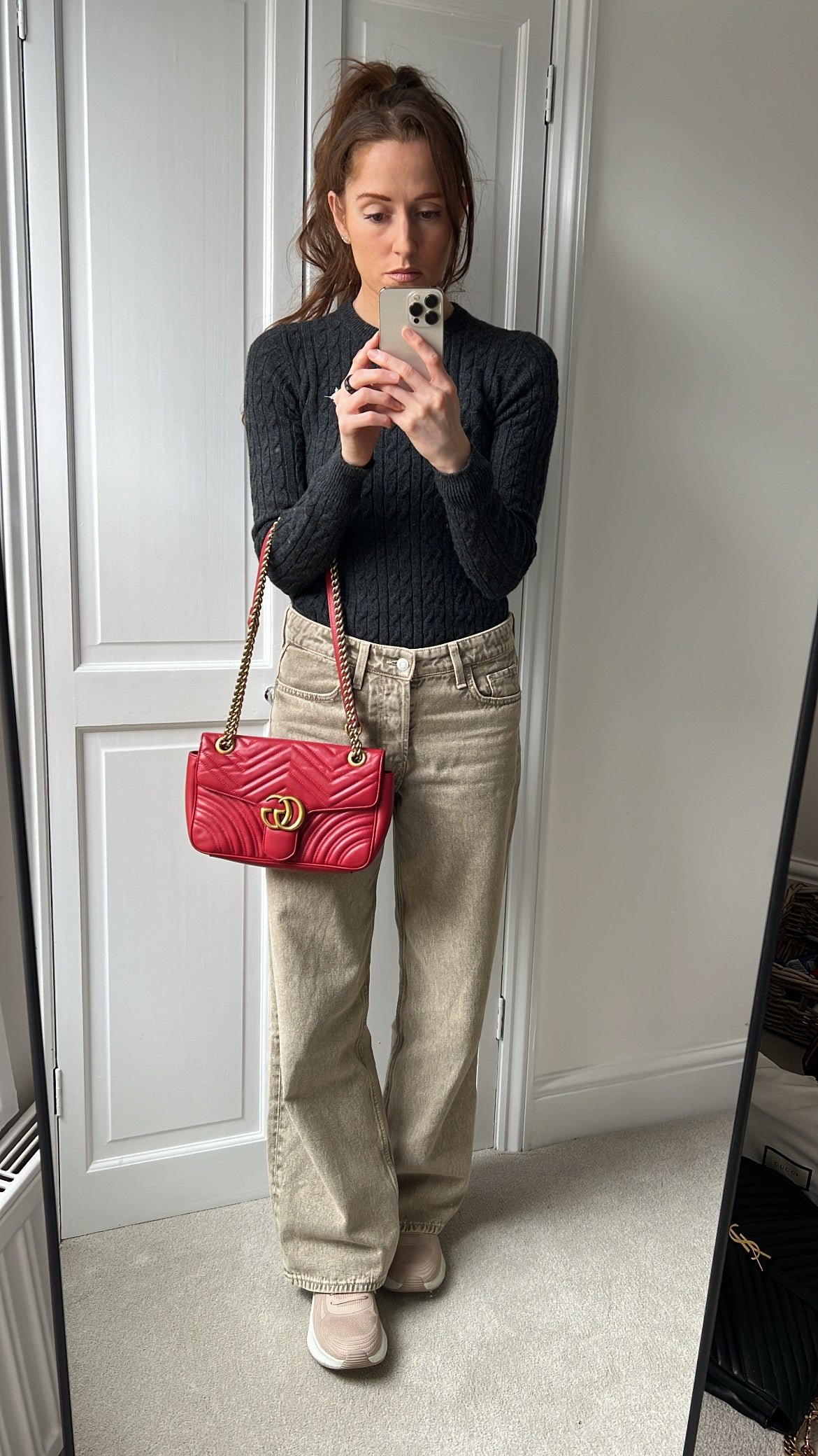 Gucci GG Hibiscus Red Marmont Small Shoulder Bag (RRP £2,070) | AlmaBagz