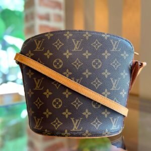 LOUIS VUITTON Drouot Brown Monogram Canvas Shoulder Bag | AlmaBagz