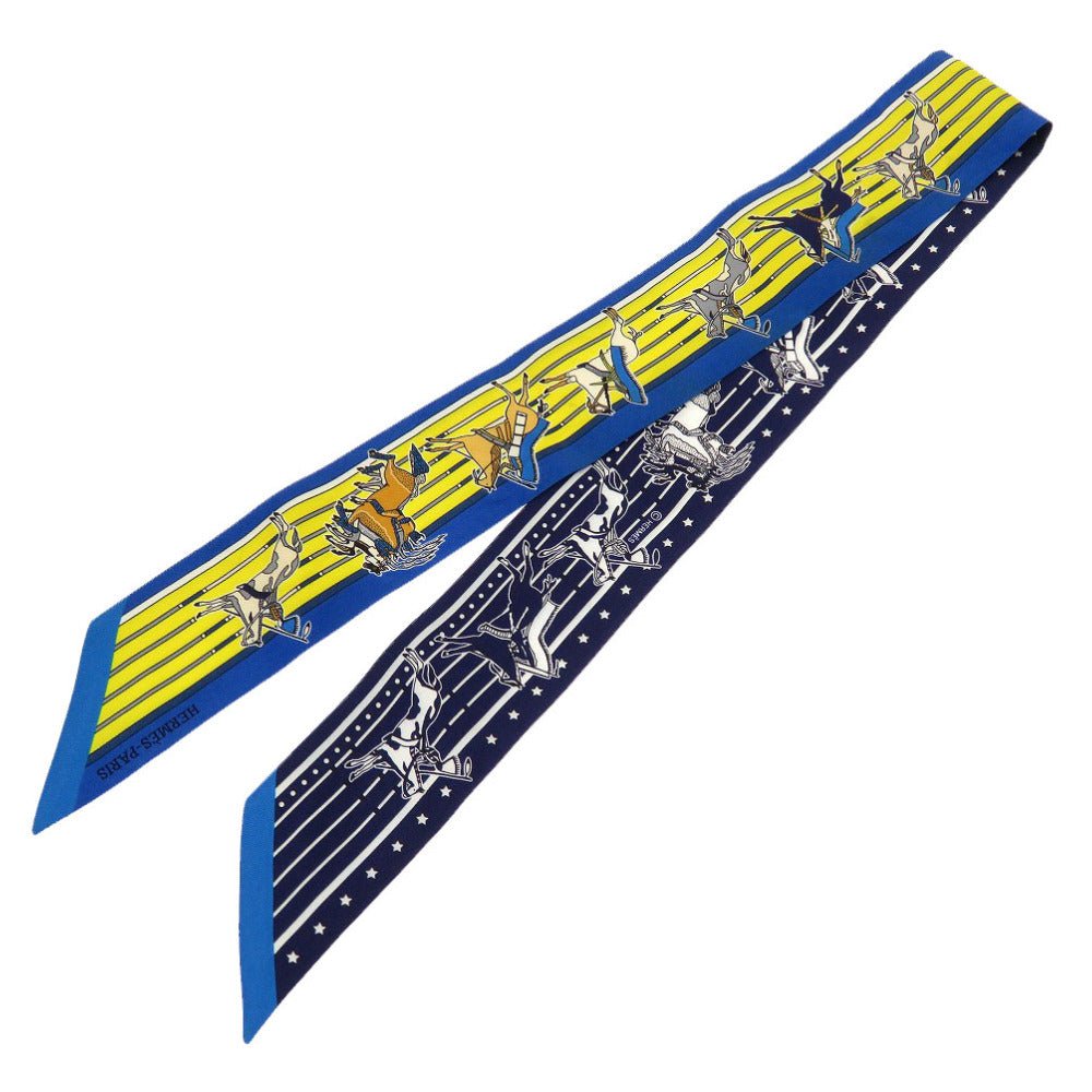 HERMES scarf silk blue Pawnee Chief Pani La Shar Pawnee | AlmaBagz