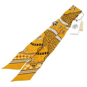 HERMES scarf silk yellow LES LEOPARDS Leopard | AlmaBagz