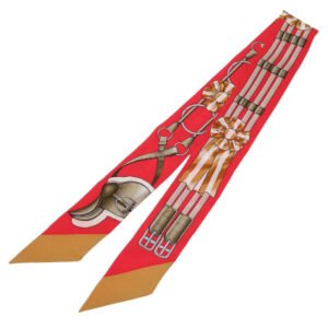HERMES scarf silk Rouge viv Twilly | AlmaBagz