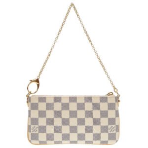 LOUIS VUITTON Pouch N60027 Damier Azur Canvas white Accessory pouch Damier Azur Pochette Mira MM Women Used | AlmaBagz
