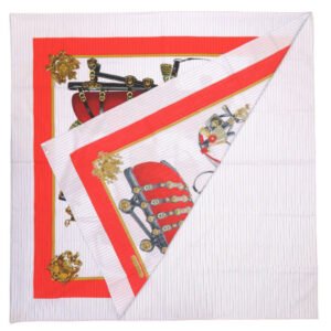 HERMES scarf cotton Red x Comme des Garcons Collaboration HARNAIS DE COUR | AlmaBagz