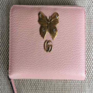 Gucci GG Leather Continental Wallet With Butterfly Light Pink | AlmaBagz