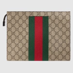 Gucci GG Supreme Web Pouch Beige/Ebony | AlmaBagz