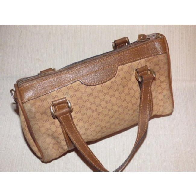 Gucci Vintage Shades Of Brown W Small G Logo Leather Suede Satchel | AlmaBagz
