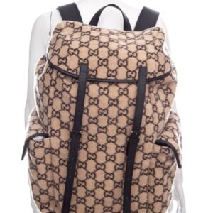 Gucci Beige GG Monogram Wool Backpack | AlmaBagz
