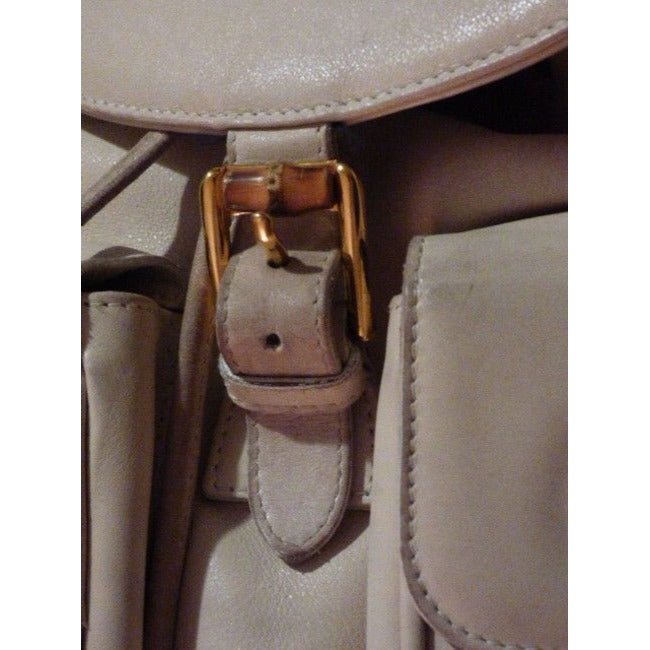 Gucci And Bamboo Handle White Leather Backpack | AlmaBagz - Image 11