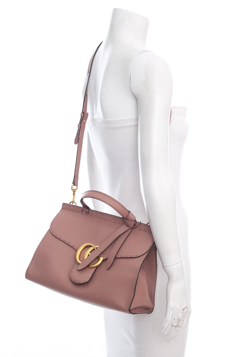 Gucci Pink GG Marmont Top Handle Handbag | AlmaBagz