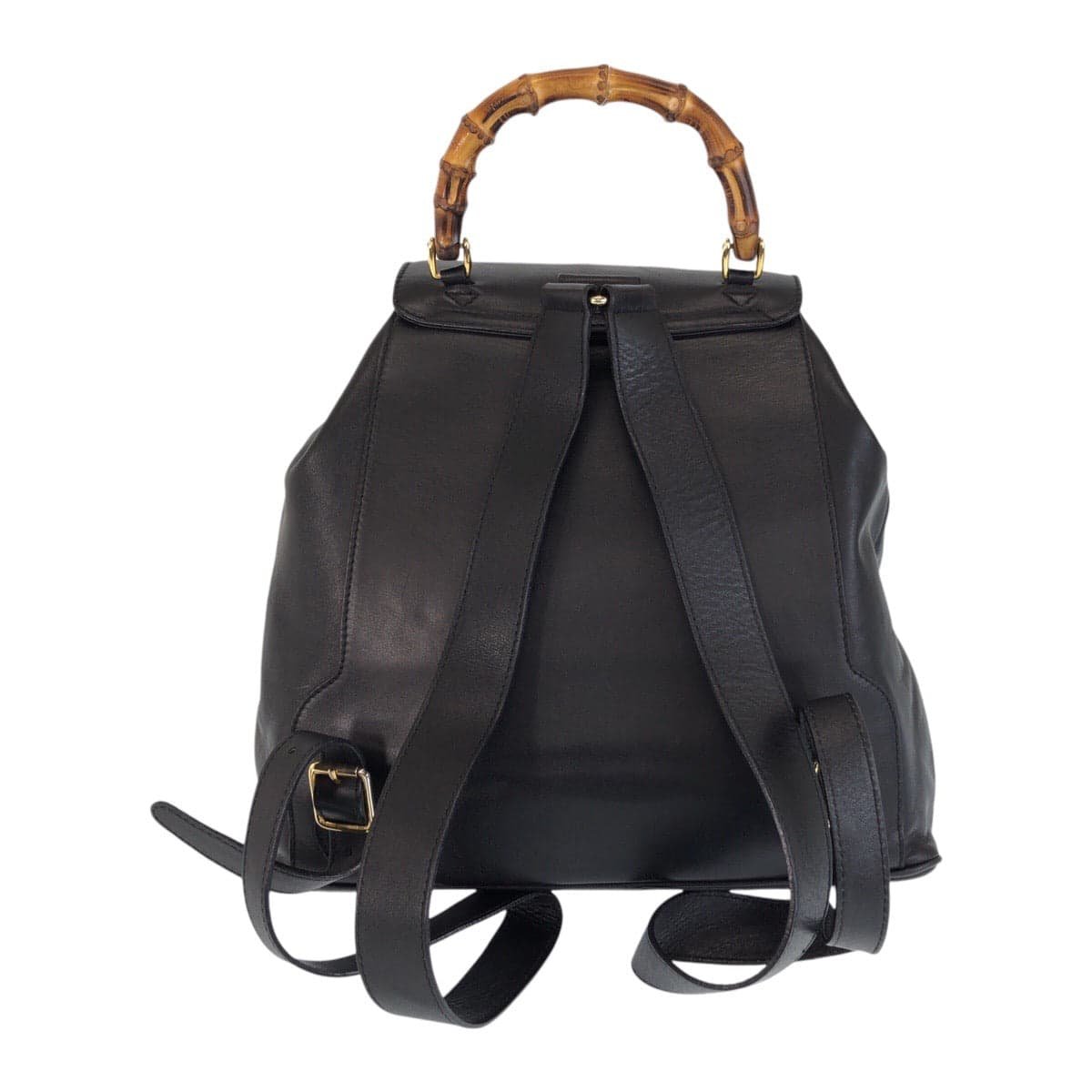 GUCCI Backpack 003 2058 0016 leather Black Gold Metal Backpack Backpack Bamboo Women Used | AlmaBagz