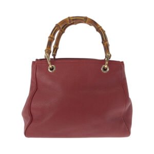 GUCCI Handbag 336032 leather Red brown Handbag Tote Bag Bamboo Women Used | AlmaBagz