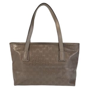 GUCCI Tote Bag 211138 PVC coated canvas, leather Bronze Metallic Brown Tote Bag Shoulder Bag GG implementation Women Used | AlmaBagz