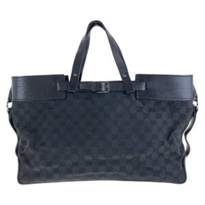 GUCCI Tote Bag 106251 GG canvas, leather Black SilverMetal Tote Bag handbag mens Used | AlmaBagz