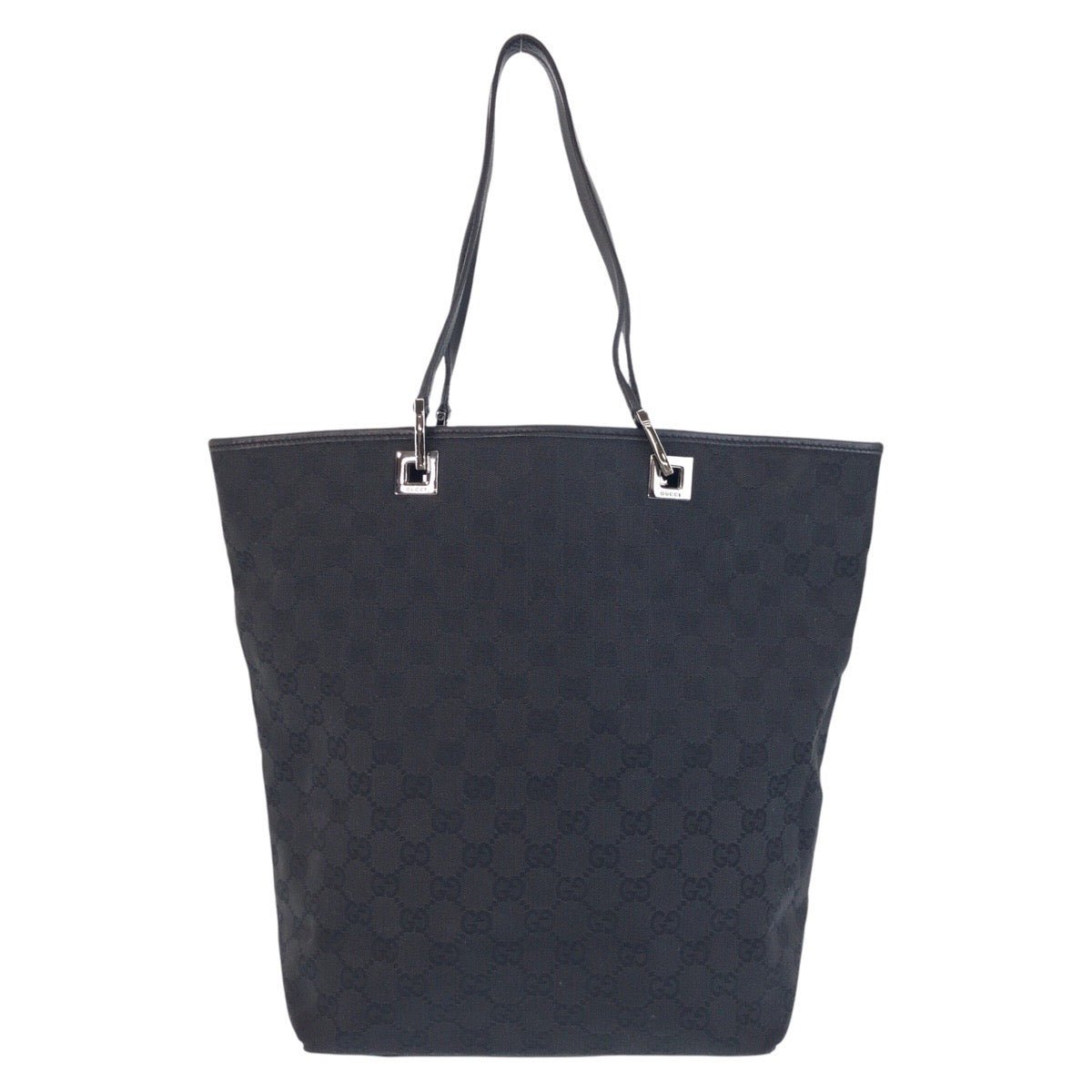 GUCCI Tote Bag 31243 GG canvas, leather Black black Tote Bag Shoulder Bag Women Used | AlmaBagz