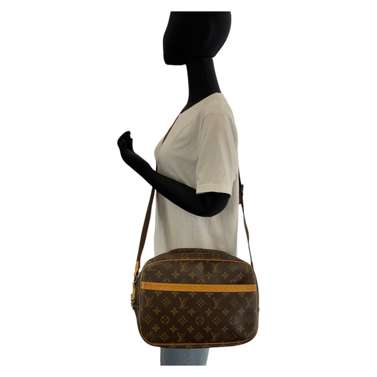 LOUIS VUITTON Shoulder Bag M45254 PVC Brown Gold Metal Shoulder Bag Messenger bag Monogram Reporter PM Women Used | AlmaBagz - Image 8