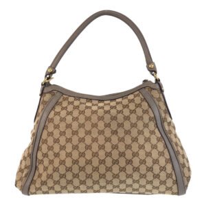 GUCCI Shoulder Bag 282297 GG canvas, leather Beige Gray Gold Metal scarlet Women Used | AlmaBagz