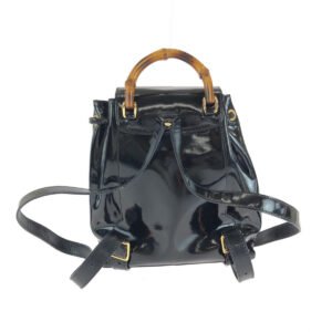 GUCCI Backpack 003 2850 0030 Patent leather Black GoldMetal Backpack Backpack Bamboo Women Used | AlmaBagz