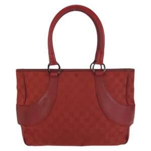 GUCCI Tote Bag 113011 GG canvas, leather Red Tote Bag Shoulder Bag Women Used | AlmaBagz