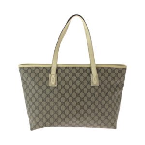 GUCCI Tote Bag 211137 PVC Beige Ivory SilverMetal Tote Bag Shoulder Bag GG plus Women Used | AlmaBagz