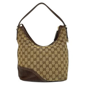 GUCCI Shoulder Bag 182491 GG canvas, leather Beige Brown Gold Metal Interlocking Women Used | AlmaBagz