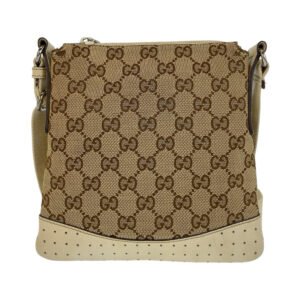 GUCCI Shoulder Bag 147671 GG canvas, leather Beige white Shoulder Bag pochette Women Used | AlmaBagz