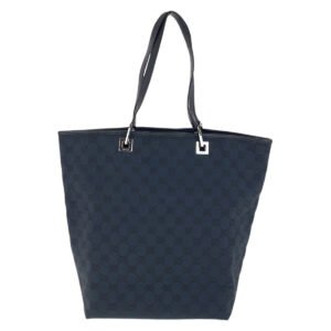 GUCCI Tote Bag 31243 GG canvas, leather Black Silver Metal Tote Bag Shoulder Bag Women Used | AlmaBagz