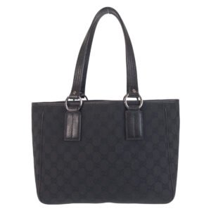 GUCCI Tote Bag 113019 GG canvas, leather Black black Tote Bag Shoulder Bag Women Used | AlmaBagz