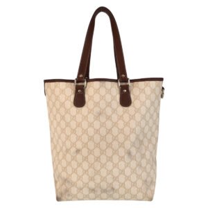 GUCCI Tote Bag 189896 GG Supreme canvas, leather Beige Ivory Brown Tote Bag Shoulder Bag Women Used | AlmaBagz