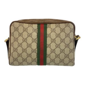 GUCCI Shoulder Bag 51 01 3552 GG Supreme canvas, leather Beige Brown Gold Metal Shoulder Bag pochette Sherry line Women Used | AlmaBagz