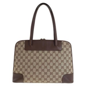 GUCCI Tote Bag 002 1122 GG canvas, leather Brown Gold Metal Tote Bag Shoulder Bag Unisex Women Used | AlmaBagz