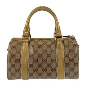 GUCCI Handbag 193604 PVC Beige Gold GoldMetal Handbags Mini Boston Duffel bag GG crystal Women Used | AlmaBagz