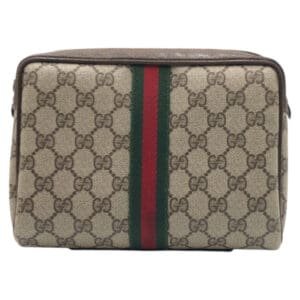 GUCCI Clutch bag 98 16 014 GG Supreme Canvas Brown Sherry line | AlmaBagz