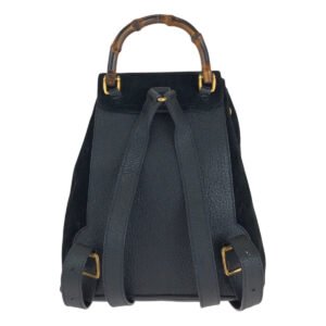 GUCCI Backpack 003 1705 Suede, Leather Black GoldMetal Backpack bag pack Bamboo Women Used | AlmaBagz
