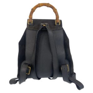 GUCCI Backpack 003 1705 0030 Suede, Leather Black GoldMetal Backpack bag pack Bamboo Women Used | AlmaBagz