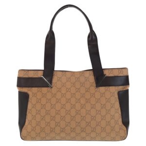 GUCCI Tote Bag 73983 GG canvas, leather Beige brown Tote Bag Shoulder Bag Women Used | AlmaBagz