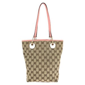 GUCCI Tote Bag 120840 GG canvas, leather Beige Pink Gold Metal Tote Bag Shoulder Bag Women Used | AlmaBagz