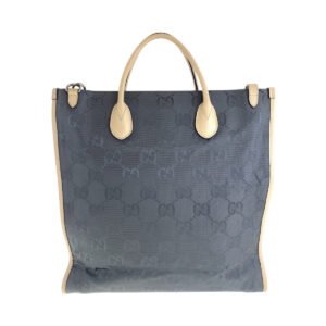 GUCCI Shoulder Bag 630355 Nylon Gray Beige SilverMetal Tote Bag Shoulder Bag 2way Off the grid Women Used | AlmaBagz