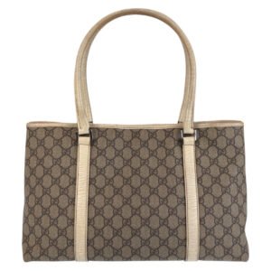 GUCCI Tote Bag 114595 GG canvas, leather Beige White Tote Bag Shoulder Bag Women Used | AlmaBagz