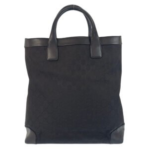 GUCCI Tote Bag 002 1121 GG canvas, leather Black black Tote Bag Women Used | AlmaBagz