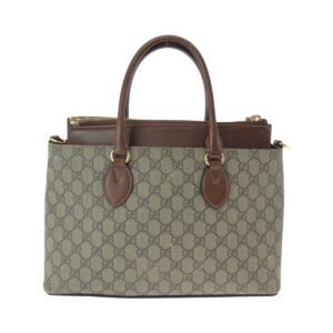GUCCI Tote Bag 409534 GG Supreme Canvas Brown Gold Metal Tote Bag handbag Women Used | AlmaBagz