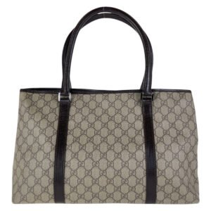 GUCCI Tote Bag 114595 GG Supreme canvas, leather Brown Gray SilverMetal Tote Bag Shoulder Bag Women Used | AlmaBagz