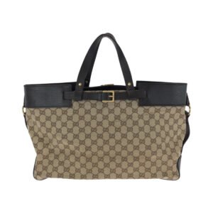 GUCCI Tote Bag 106251 GG canvas Beige Brown Gold Metal Tote Bag handbag Women Used | AlmaBagz