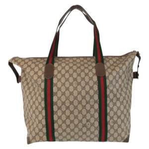 GUCCI Tote Bag 89 19 012 GG Supreme Canvas Beige brown Tote Bag Boston Duffel bag Sherry Line Old Gucci Women Used | AlmaBagz