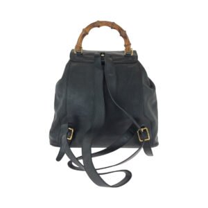 GUCCI Backpack 003 2058 0016 leather Black Brown Gold Metal Backpack Backpack Bamboo Women Used | AlmaBagz