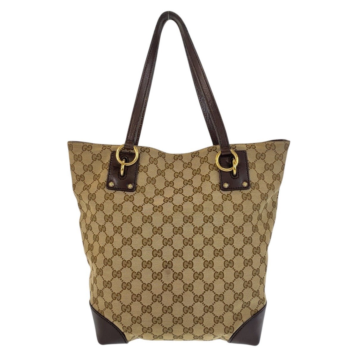 GUCCI Tote Bag 247237 GG canvas, leather Beige Brown Gold Metal Tote Bag Shoulder Bag Women Used | AlmaBagz